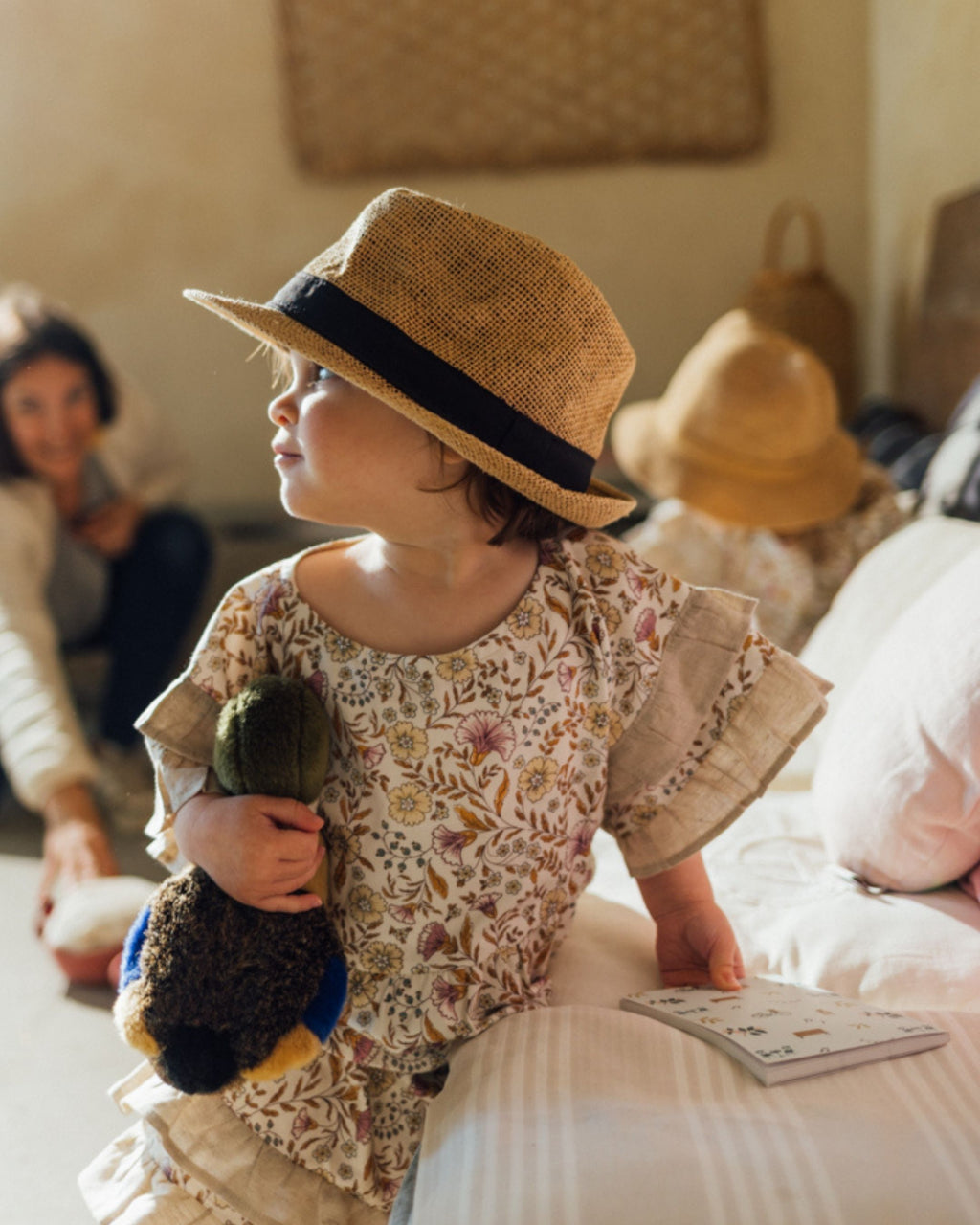Haut bébé coton bio fleuri camel POMMIER