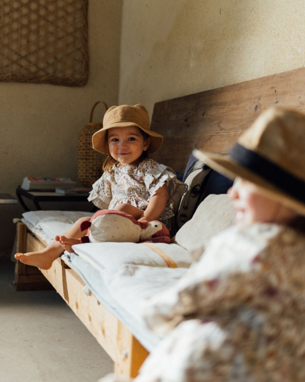 Haut bébé coton bio fleuri camel POMMIER
