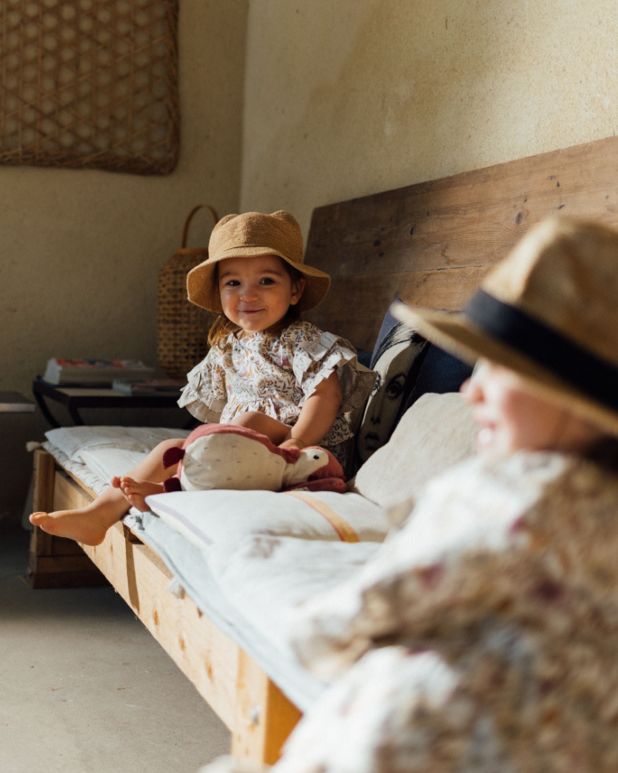 Haut bébé coton bio fleuri camel POMMIER