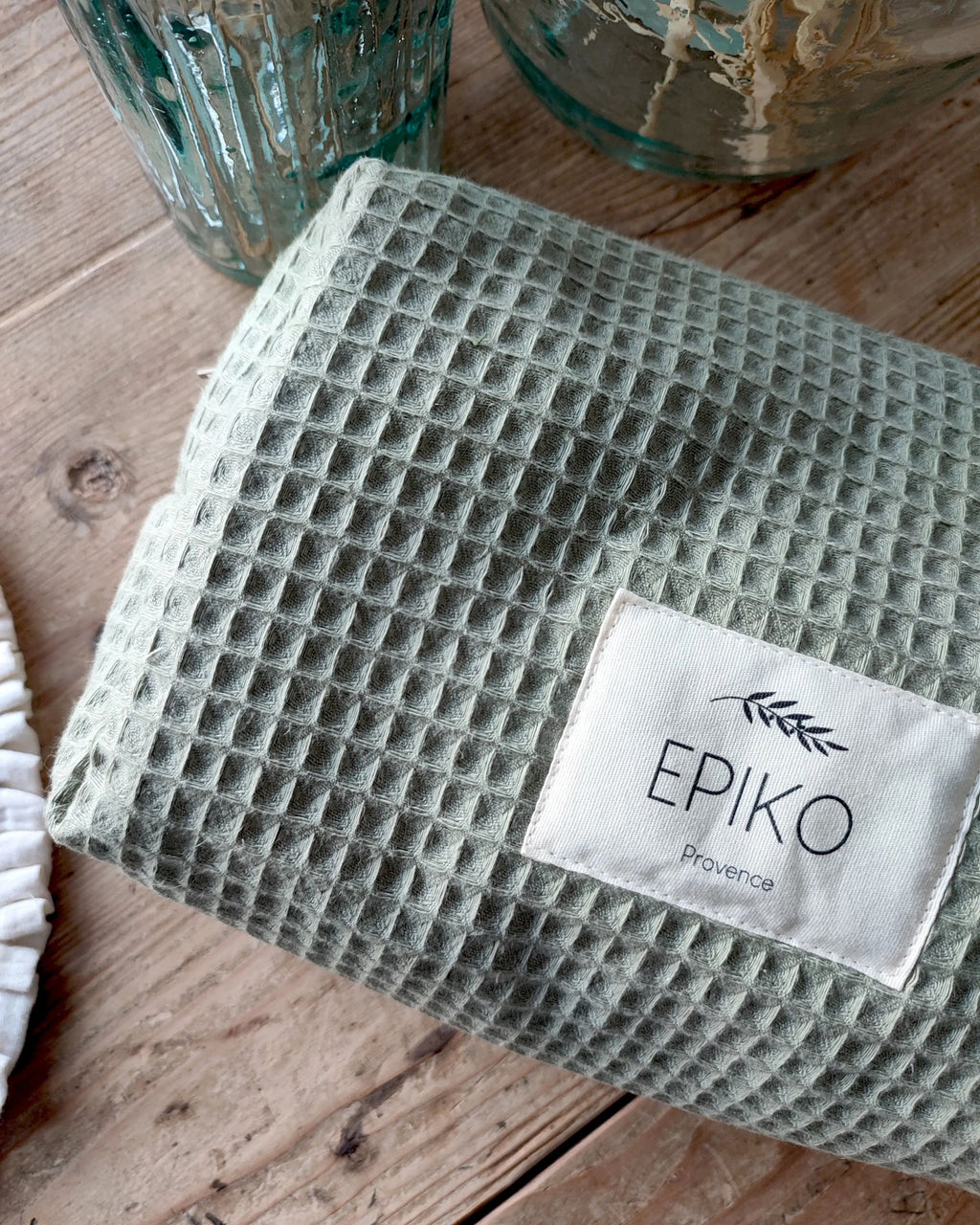 Trousse de toilette nid d'abeille verte FEVE