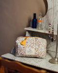 Trousse de toilette fleuri camel FEVE