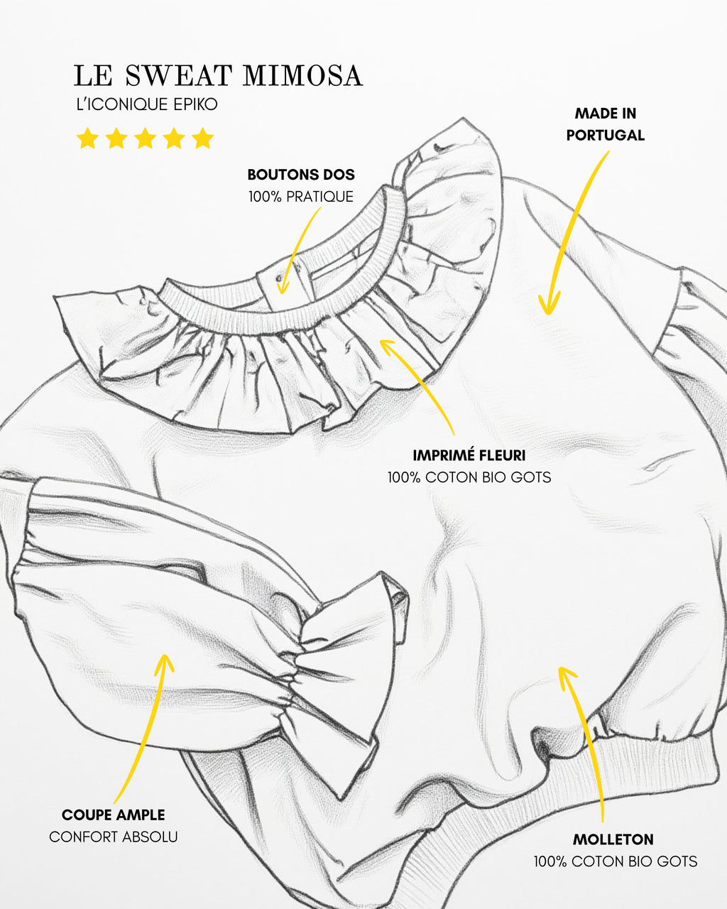 Sweat fille à collerette MIMOSA