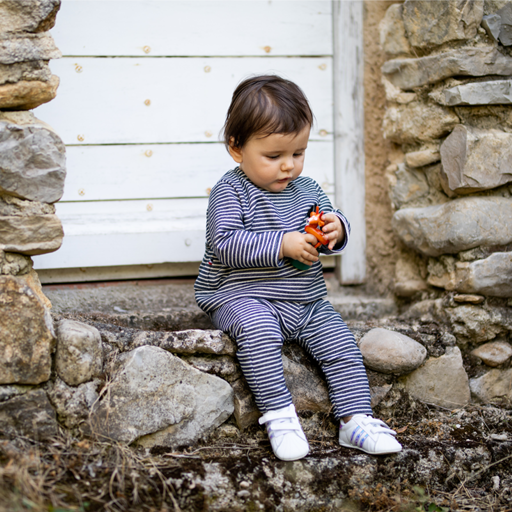 Pantalon bébé coton épais rayures