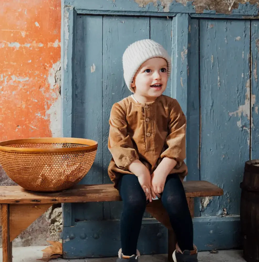 Barboteuse bébé velours camel THYM