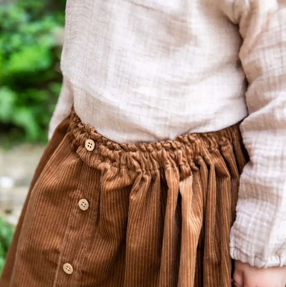 Jupe enfant velours camel VERVEINE