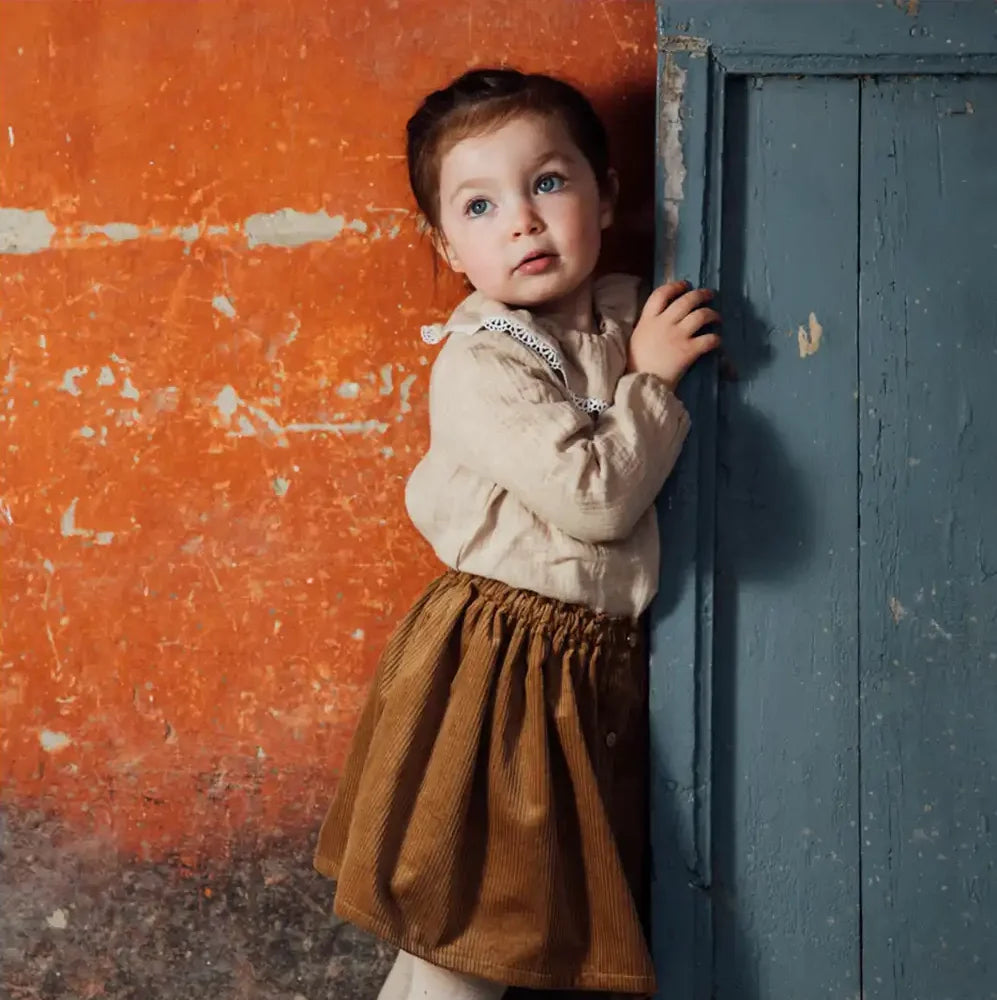 Jupe enfant velours camel VERVEINE