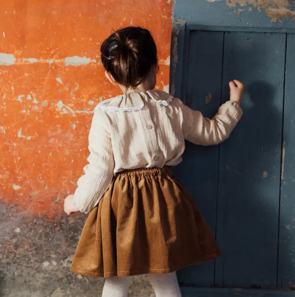 Jupe enfant velours camel VERVEINE