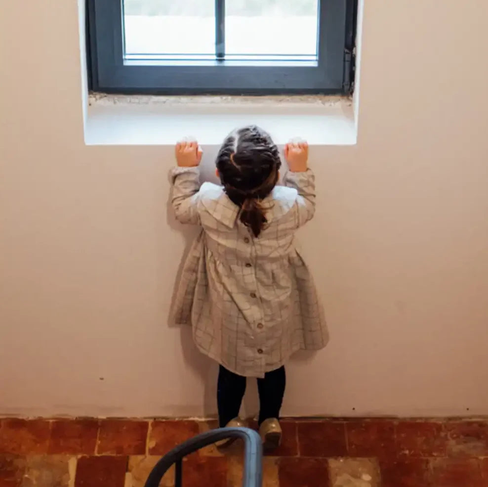 Robe fille col Claudine carreaux gris LAVANDE