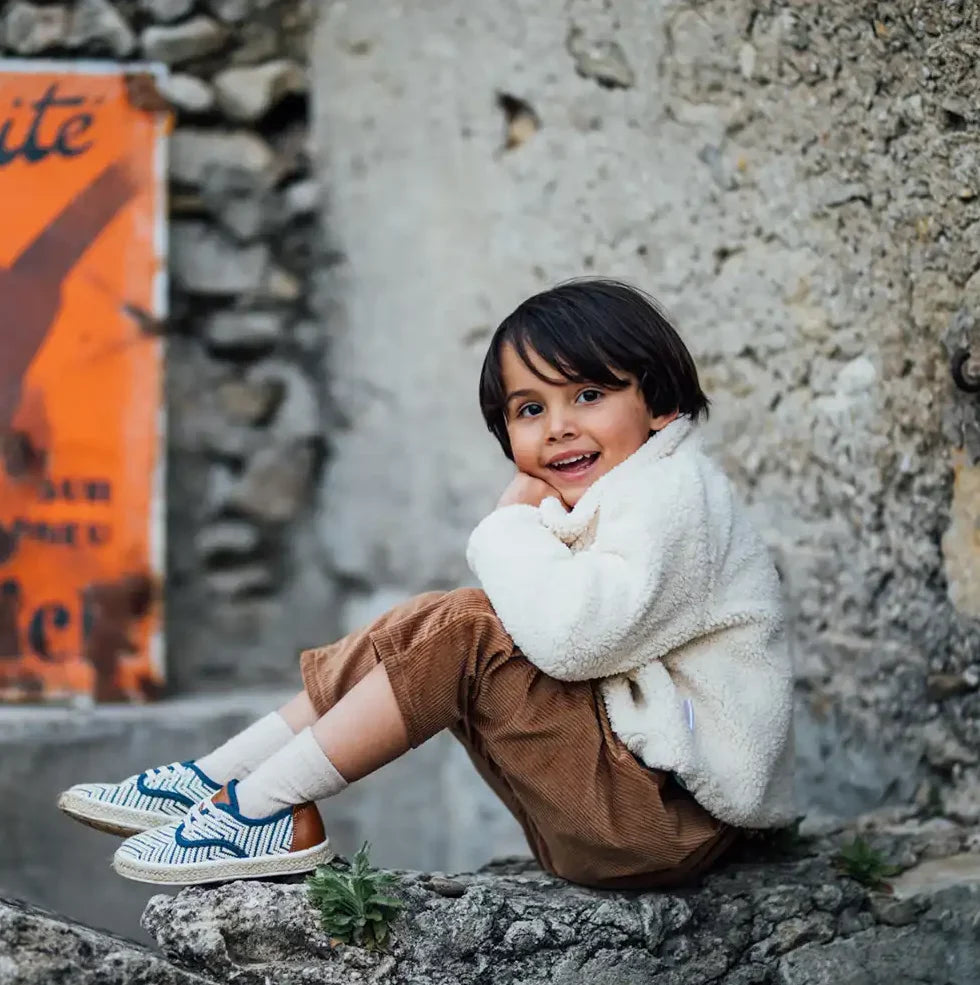 Manteau enfant sherpa velours SAUGE