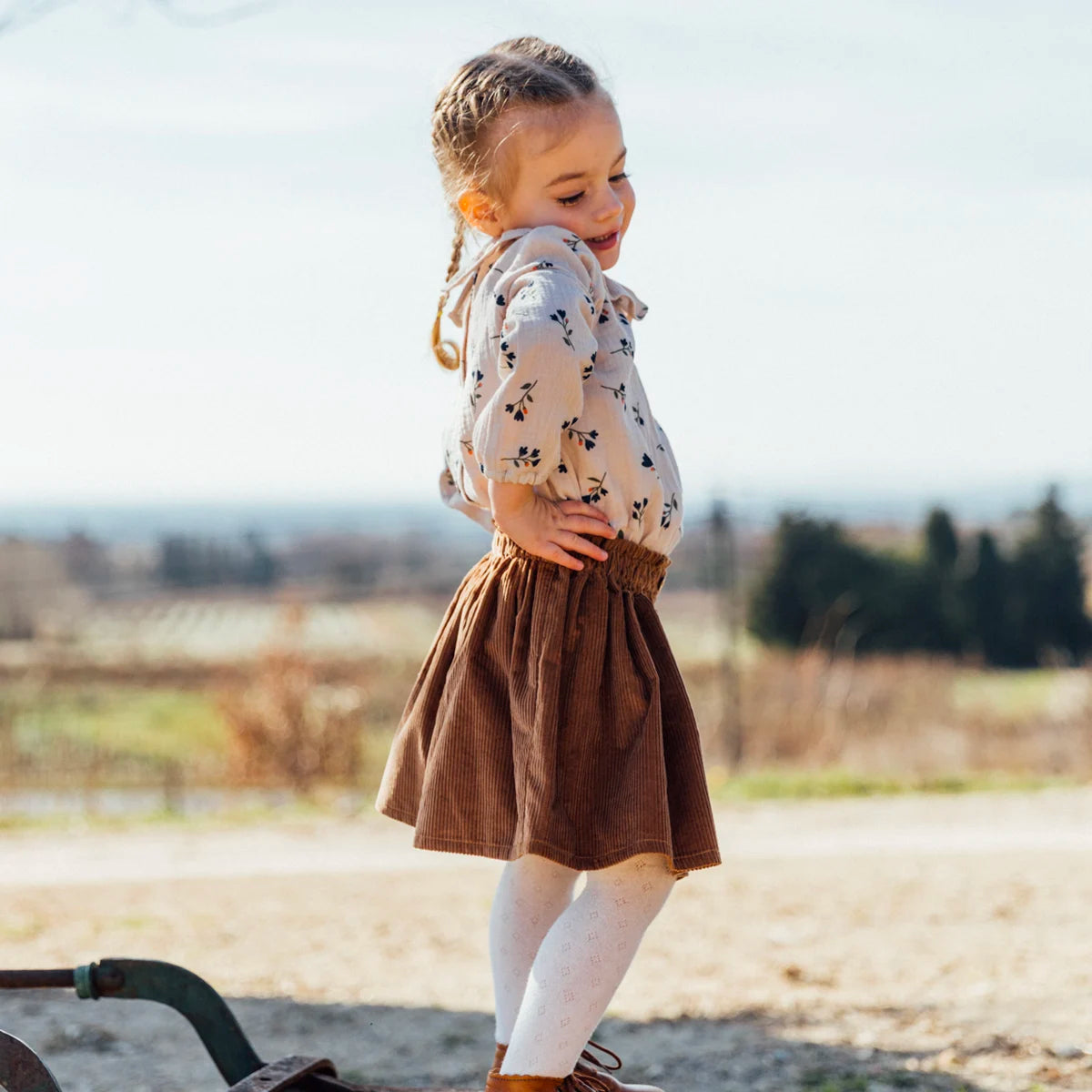 Jupe enfant velours camel VERVEINE