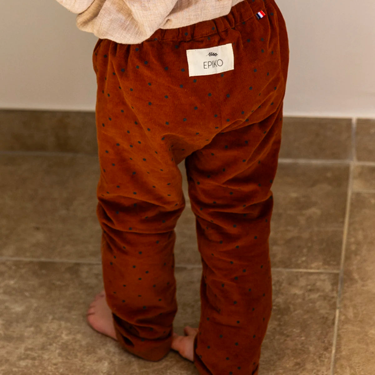 Pantalon enfant velours reversible ARBOUSIER, coton bio GOTS, made in Provence