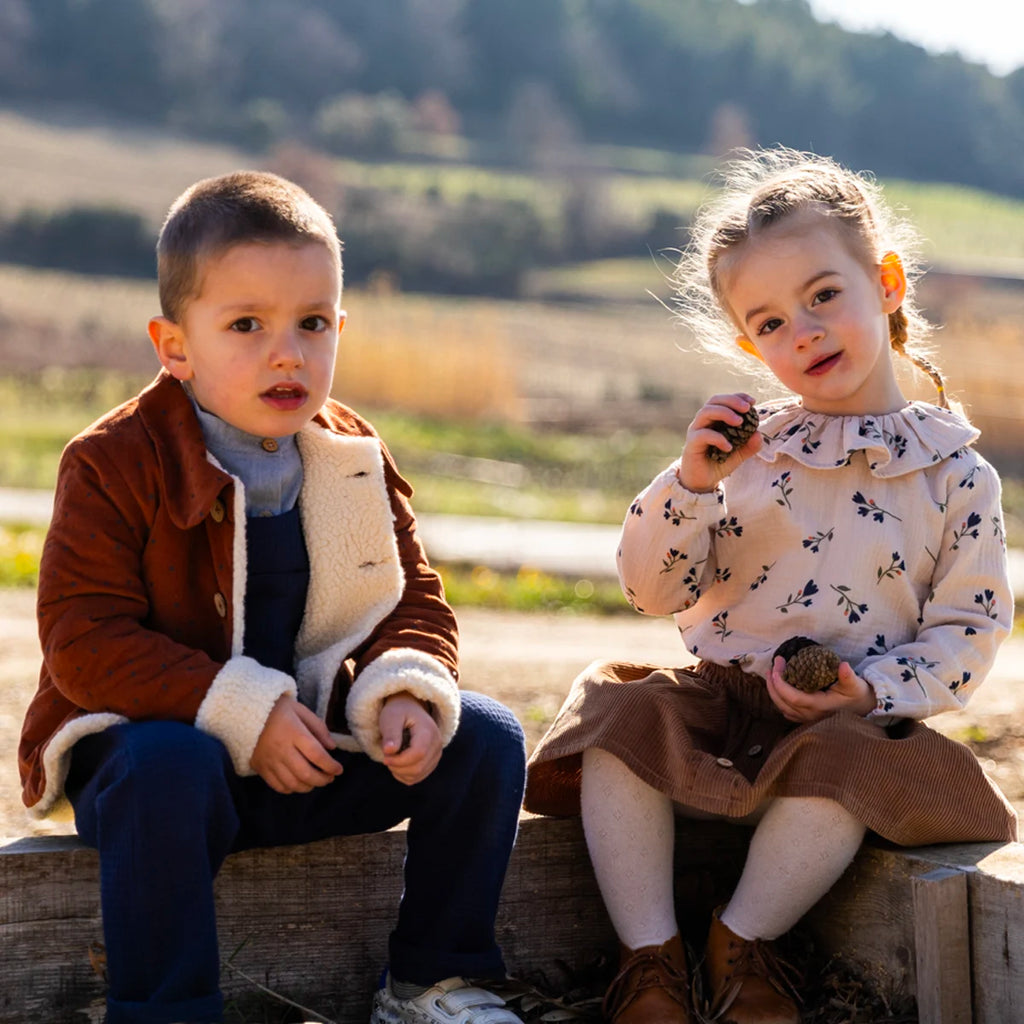 Manteau enfant sherpa velours SAUGE