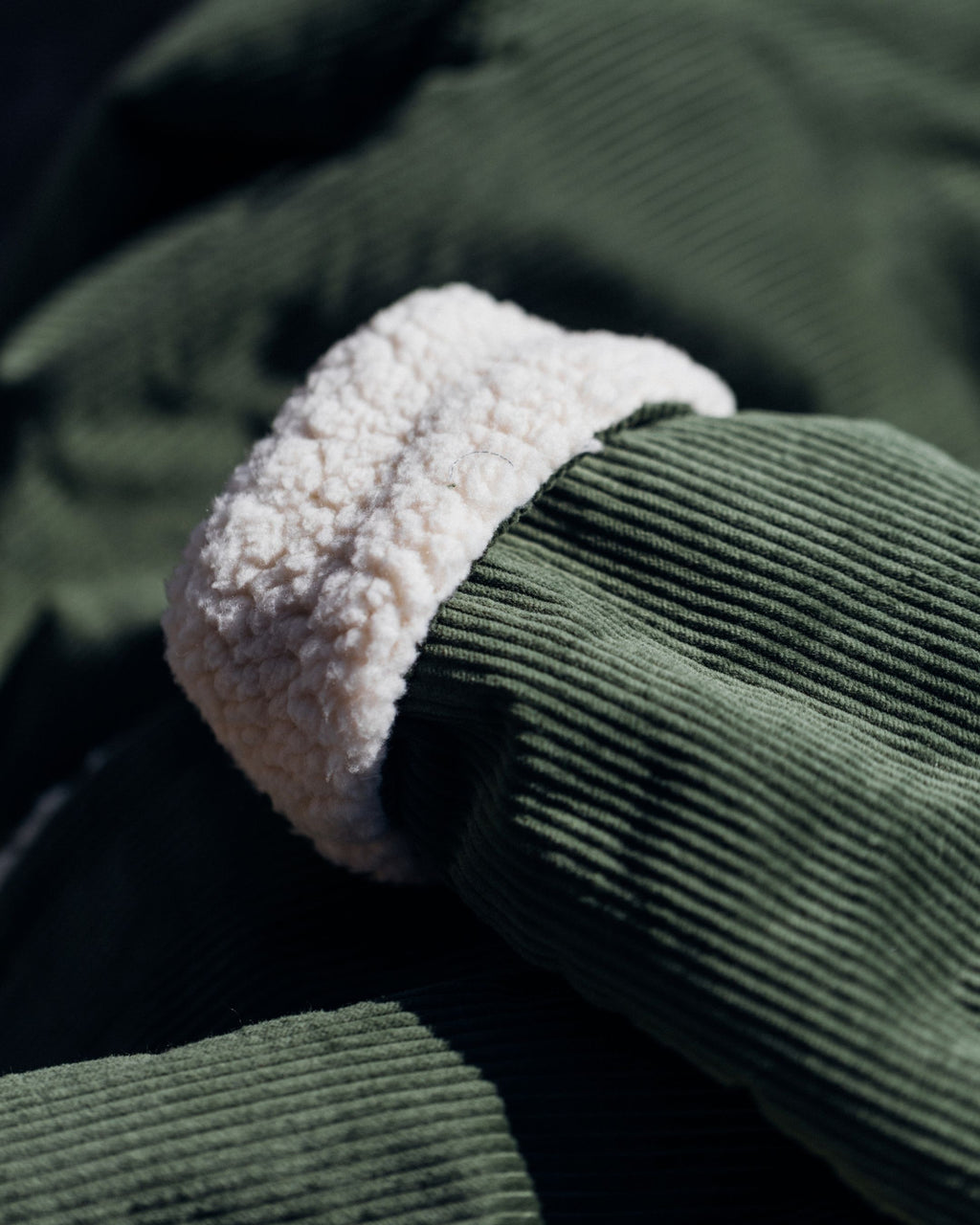 Veste enfant velours vert olive doublé sherpa SAUGE