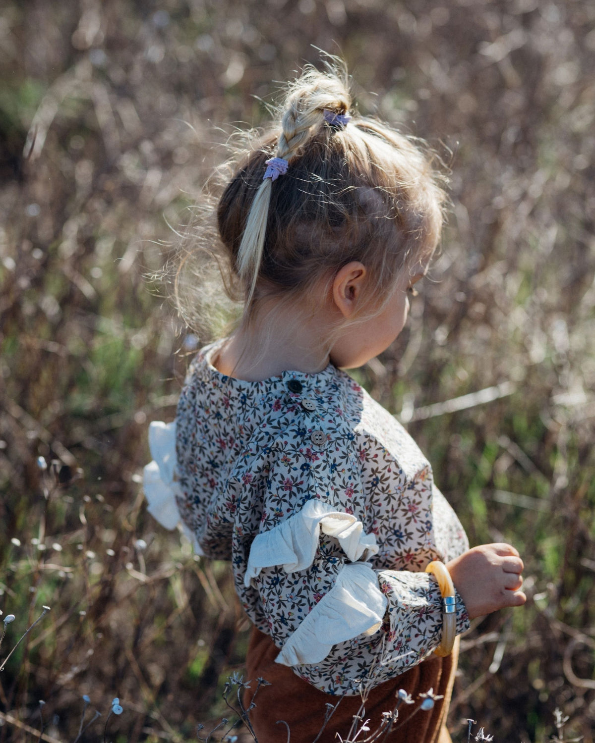 Blouse bébé fleurie en coton bio à volant COLZA