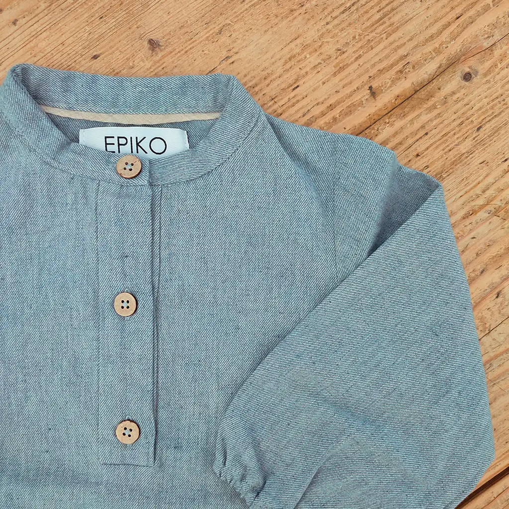 Barboteuse garçon col mao TILLEUL