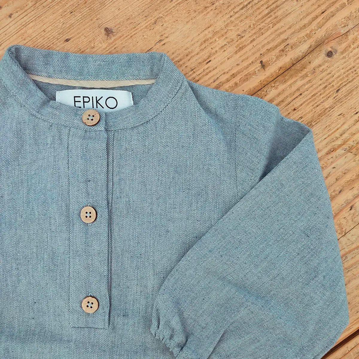 Barboteuse garçon col mao TILLEUL