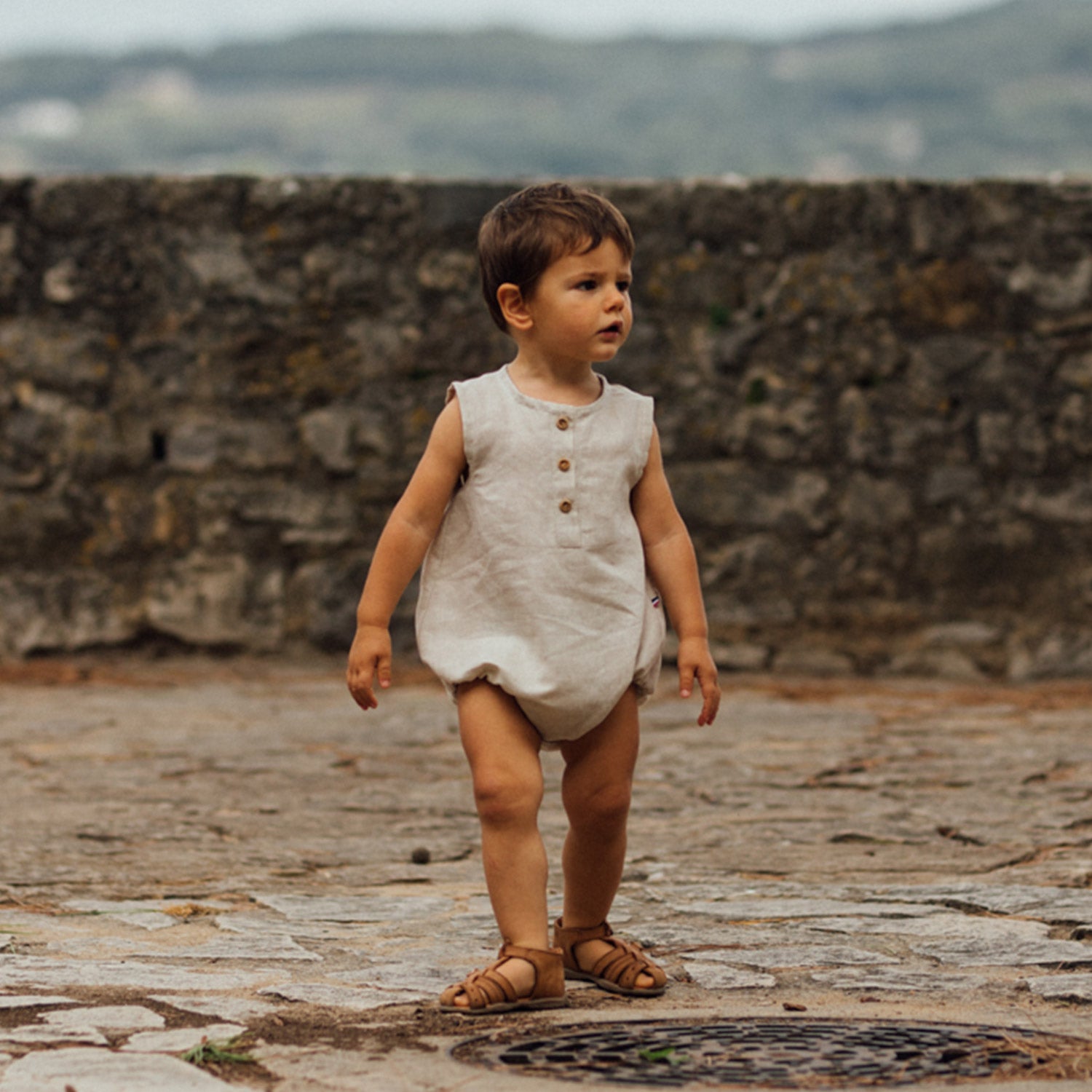 Barboteuse bébé lin JASMIN - Lin naturel