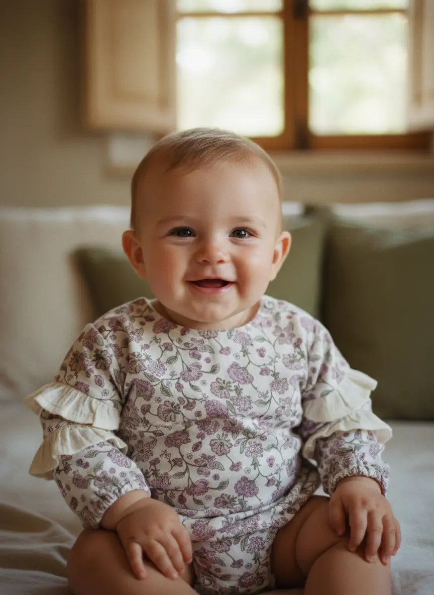 Barboteuse fleuri à volant TULIPE