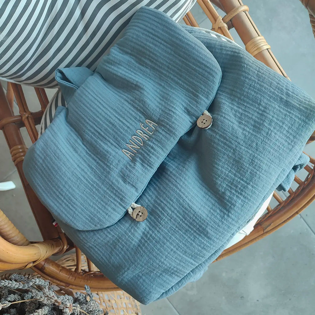 Cartable enfant personnalisé GERANIUM, coton bio GOTS