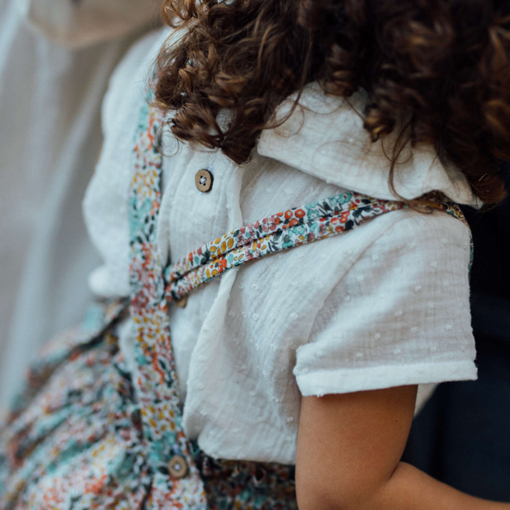 Blouse fille Luzerne en double gaze écru pour cérémonie enfant, EPIKO