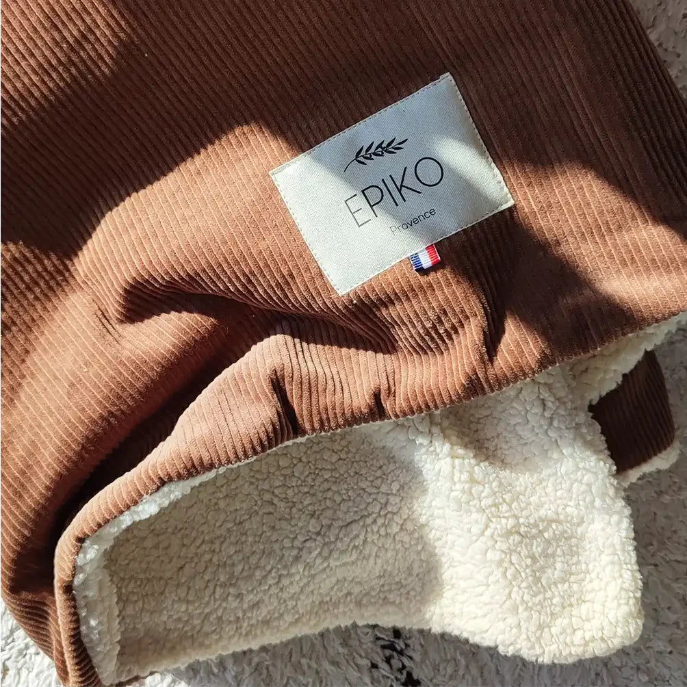 Couverture bébé velours cotelé praline ERABLE.