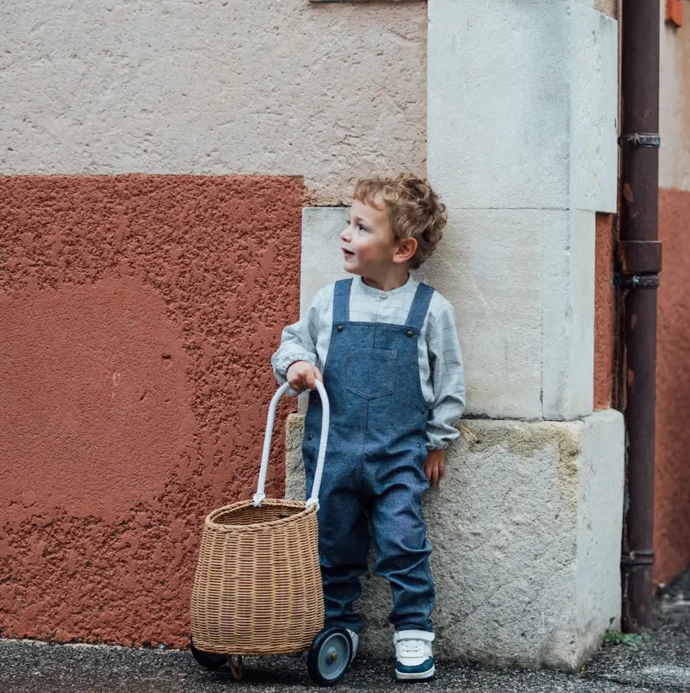 Salopette bébé jeans REGLISSE, 100% tissu jeans GRS