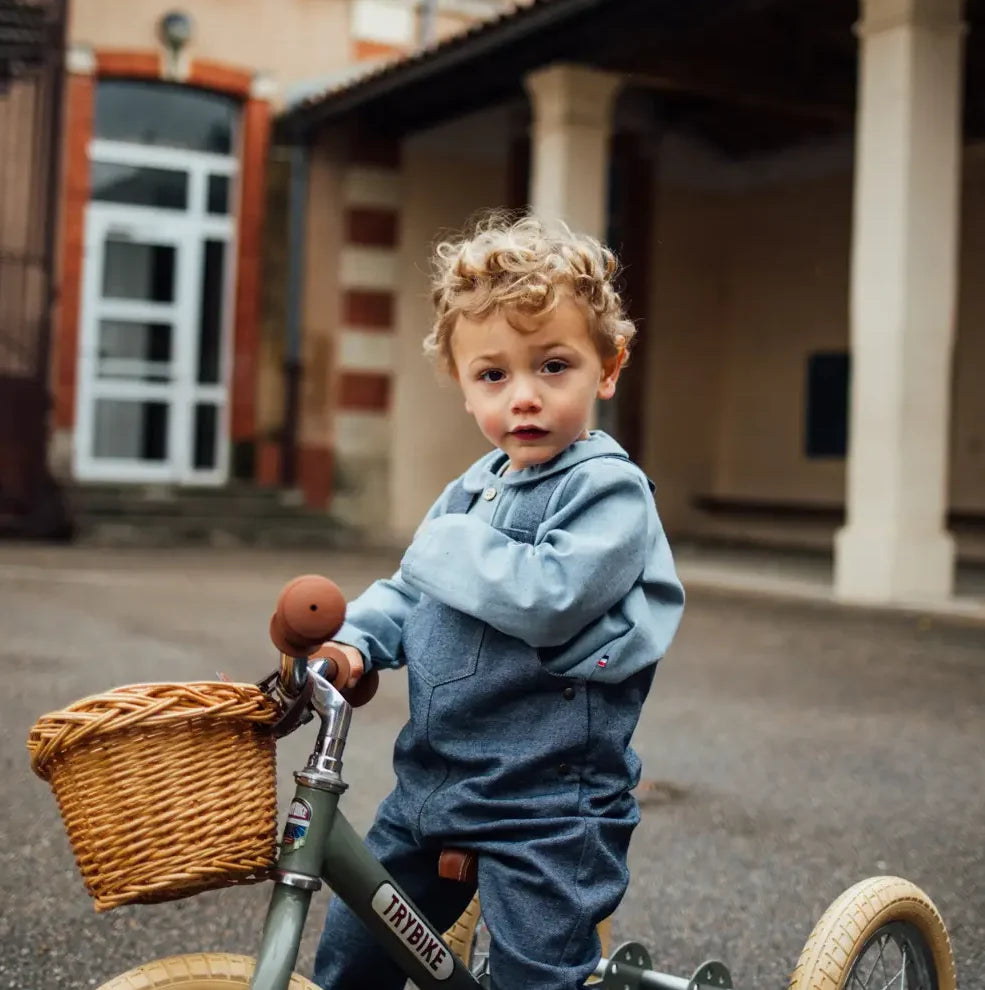 Chemise enfant coton bio bleu tendre LYS