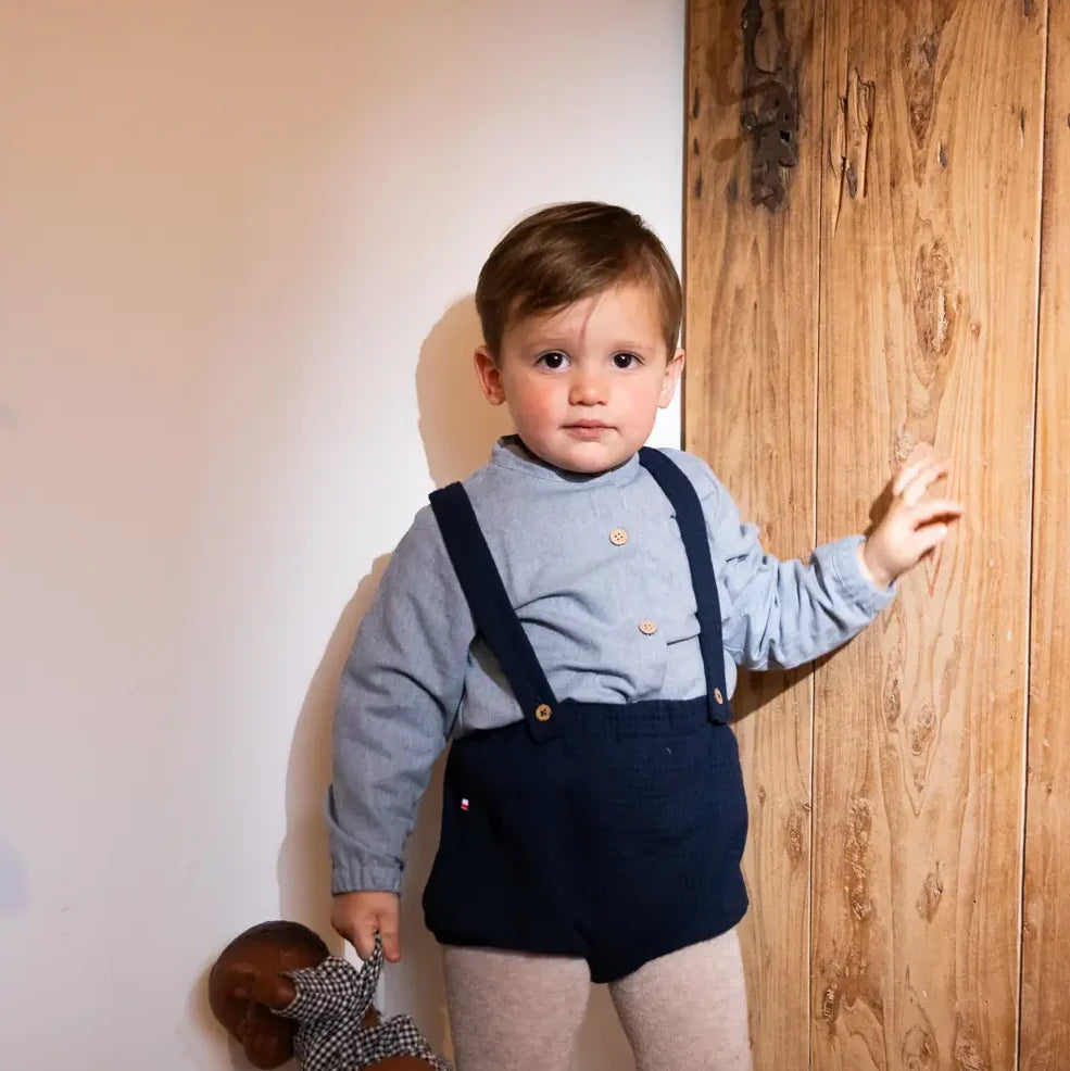 Bloomer bébé bretelles hiver RICIN, en nid d'abeille bleu marine