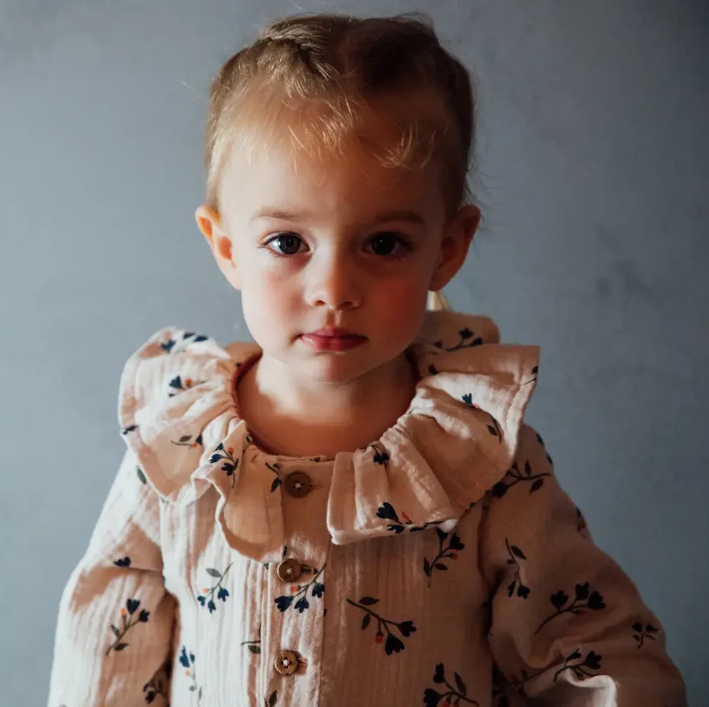 Barboteuse bébé fleurie bleu THYM