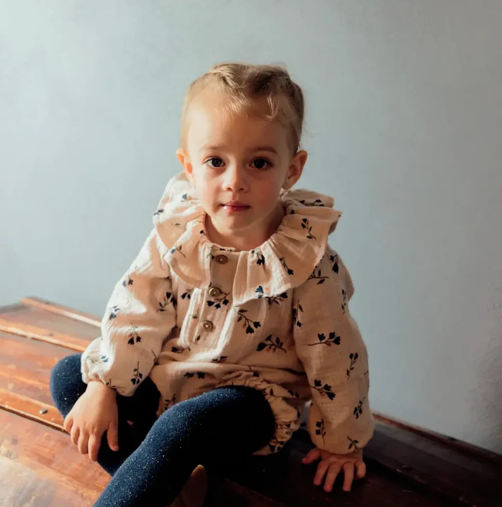 Barboteuse bébé fleurie bleu THYM