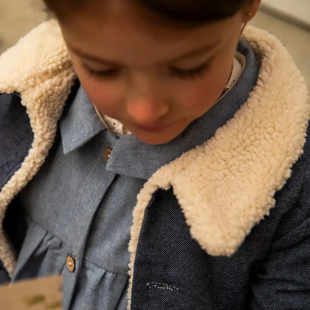 Veste enfant jeans doublé sherpa SAUGE