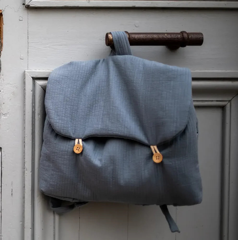 Cartable enfant personnalisé GERANIUM, double Gaze de coton bio GOTS