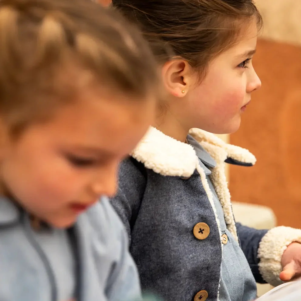 Veste bébé jeans SAUGE, tissu recyclé certifié GRS