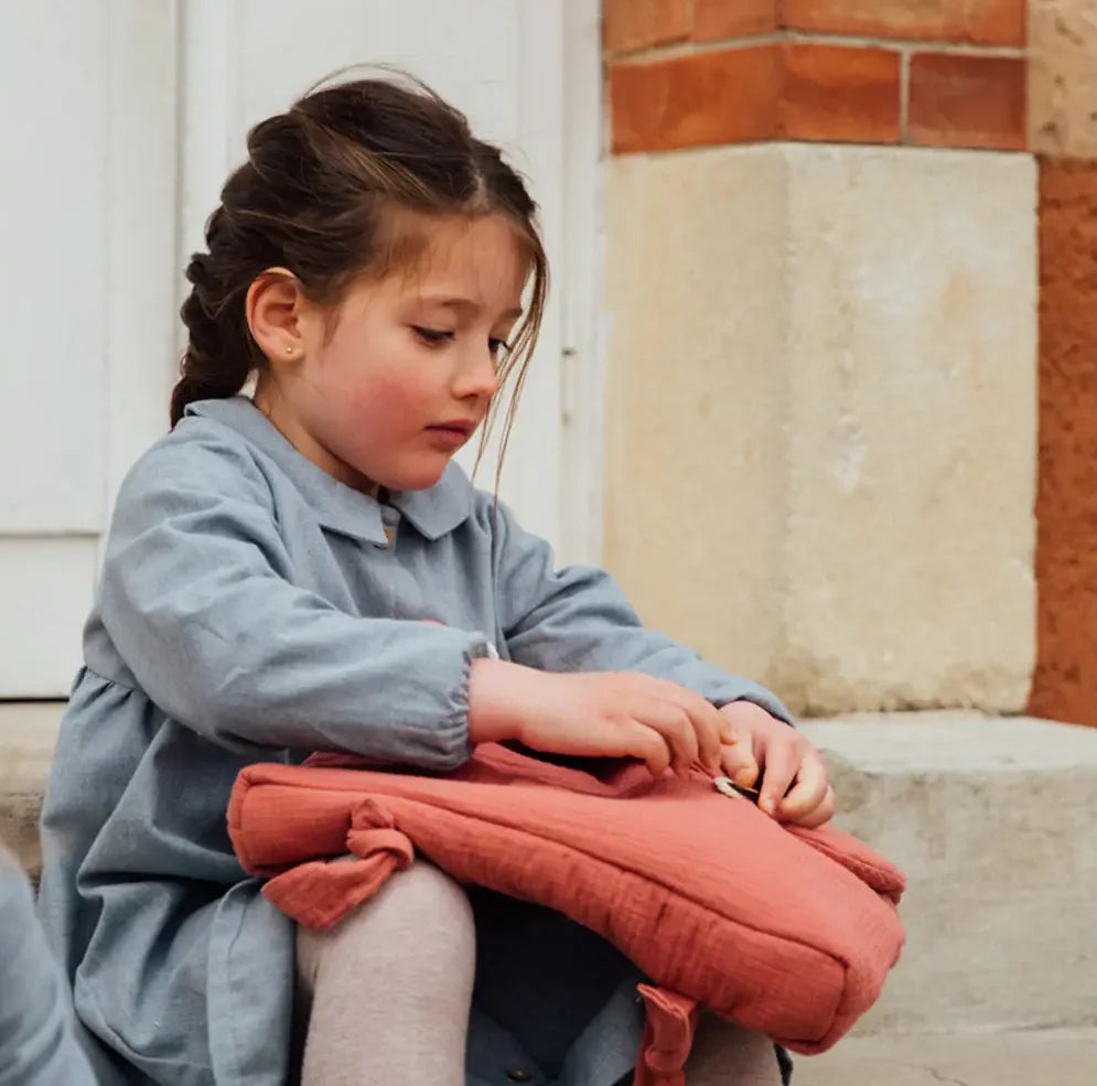 Robe fille coton bio bleu tendre GAZANIA