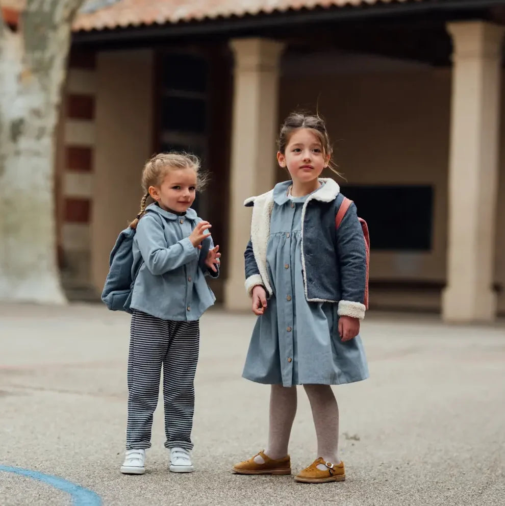 Robe fille coton bio bleu tendre GAZANIA