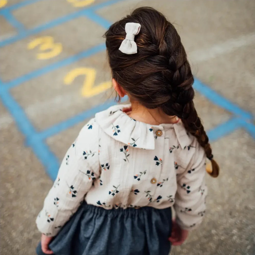 Blouse bébé fleurie LAURIER, double gaze de coton bio GOTS.
