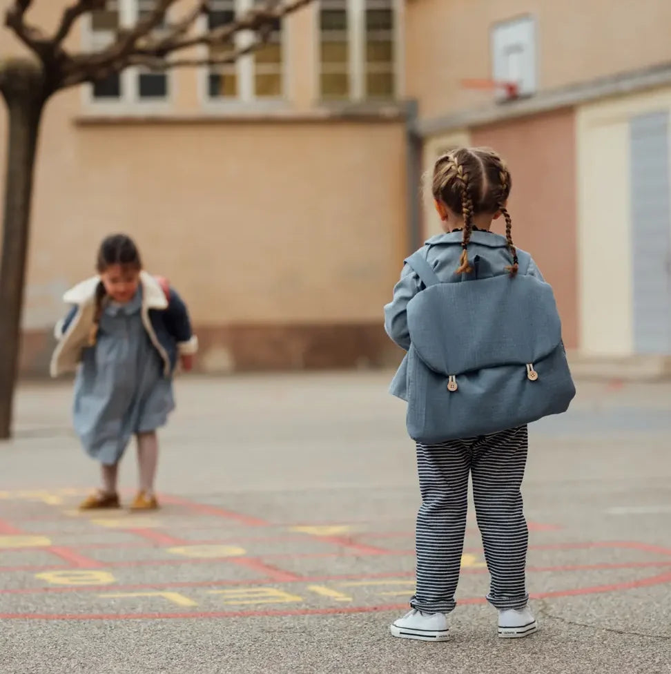 Cartable enfant personnalisé bleu tendre GERANIUM