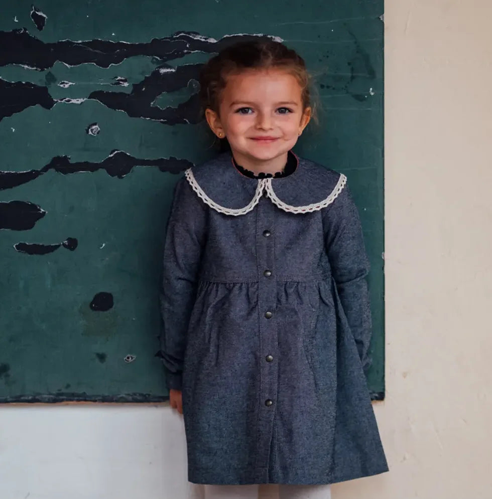 Robe jeans fille BERGAMOTE, 100% tissu jeans GRS