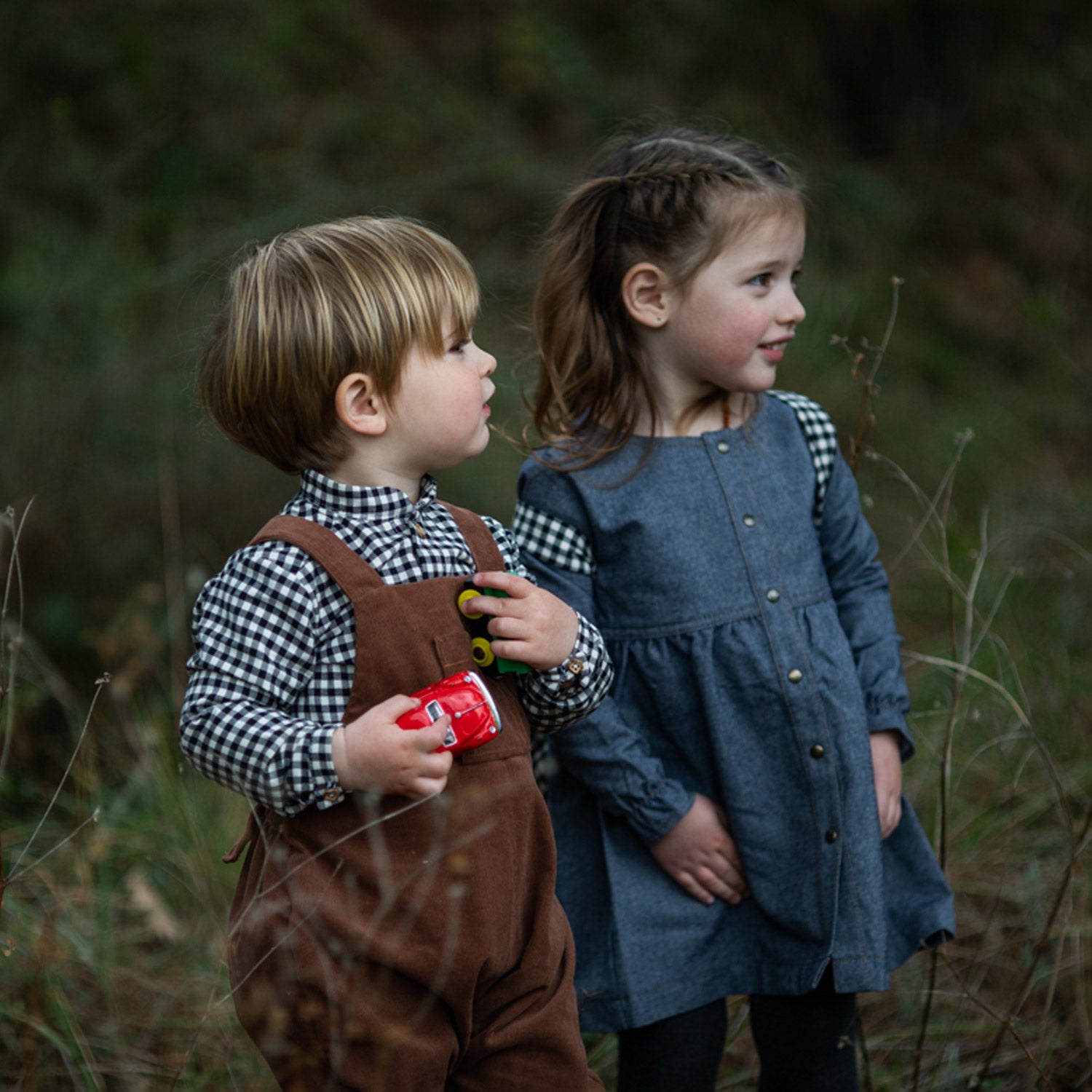Chemise garçon col officier vichy CEDRAT