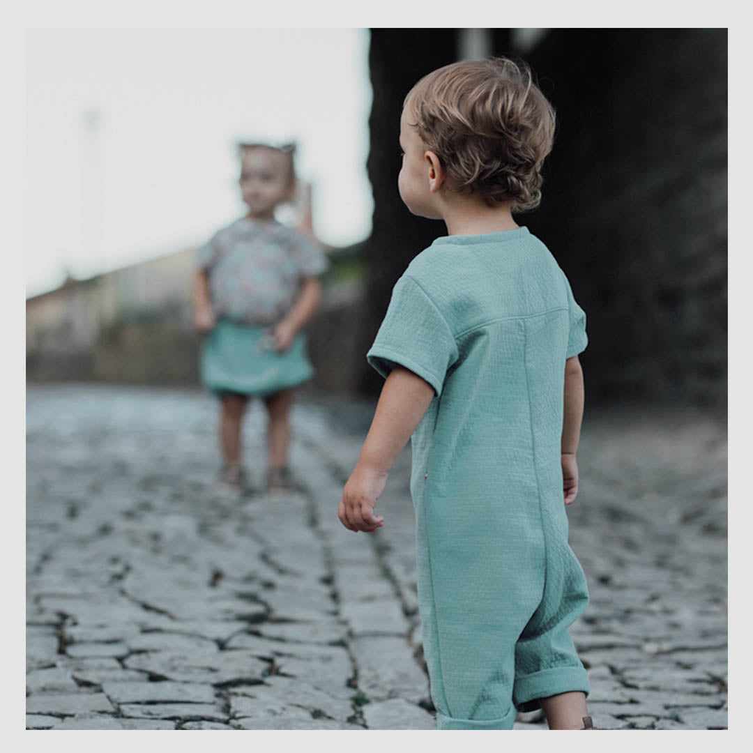 Combi bébé en coton bio ORANGER