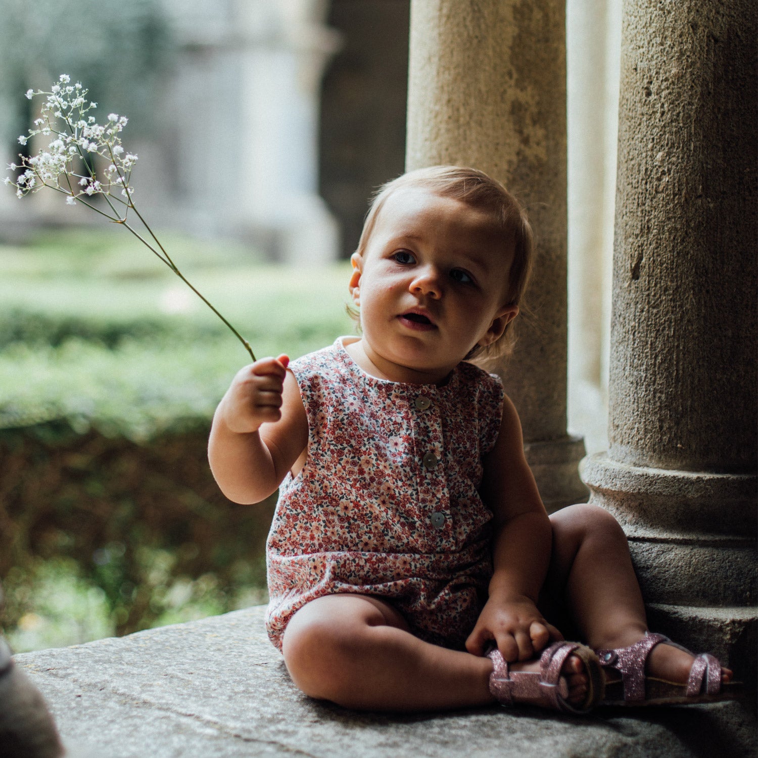 Barboteuse fleuri rose