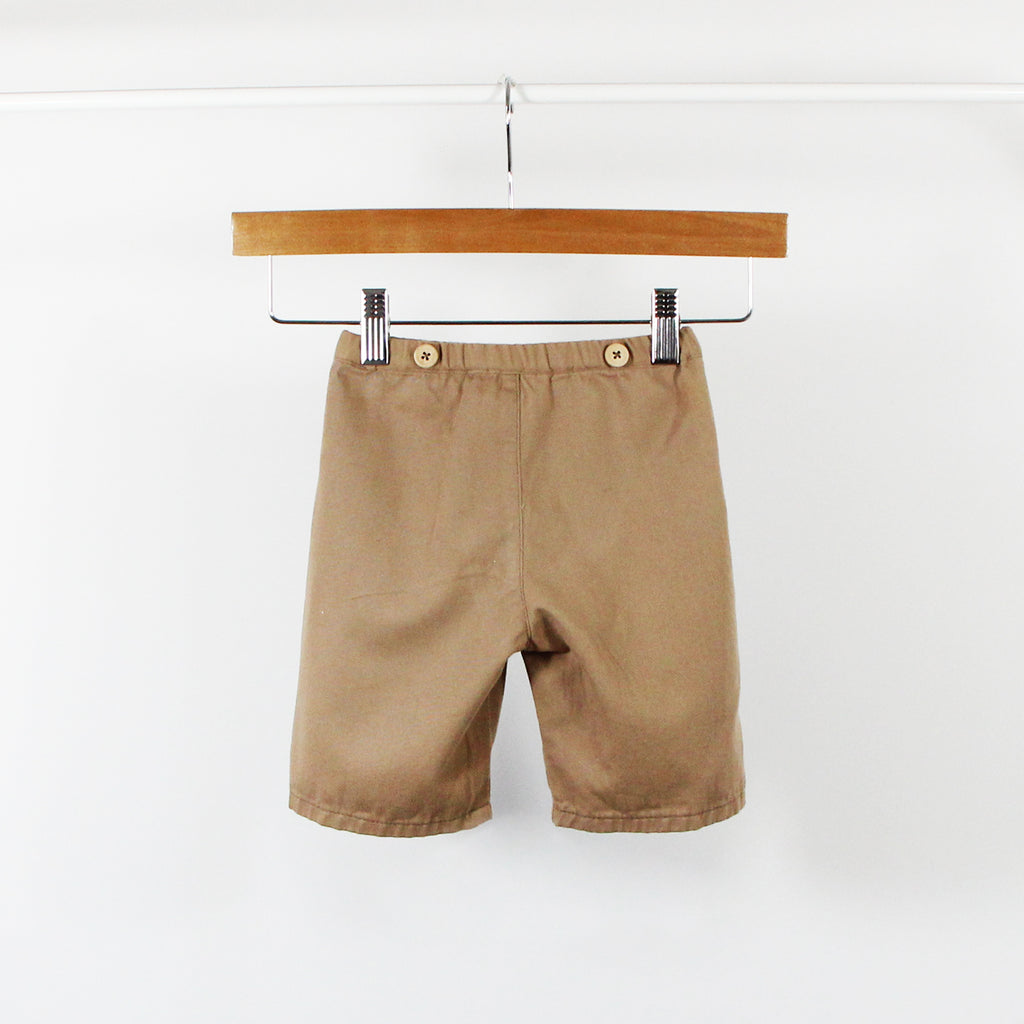 Arrière bermuda enfant en sergé noisette