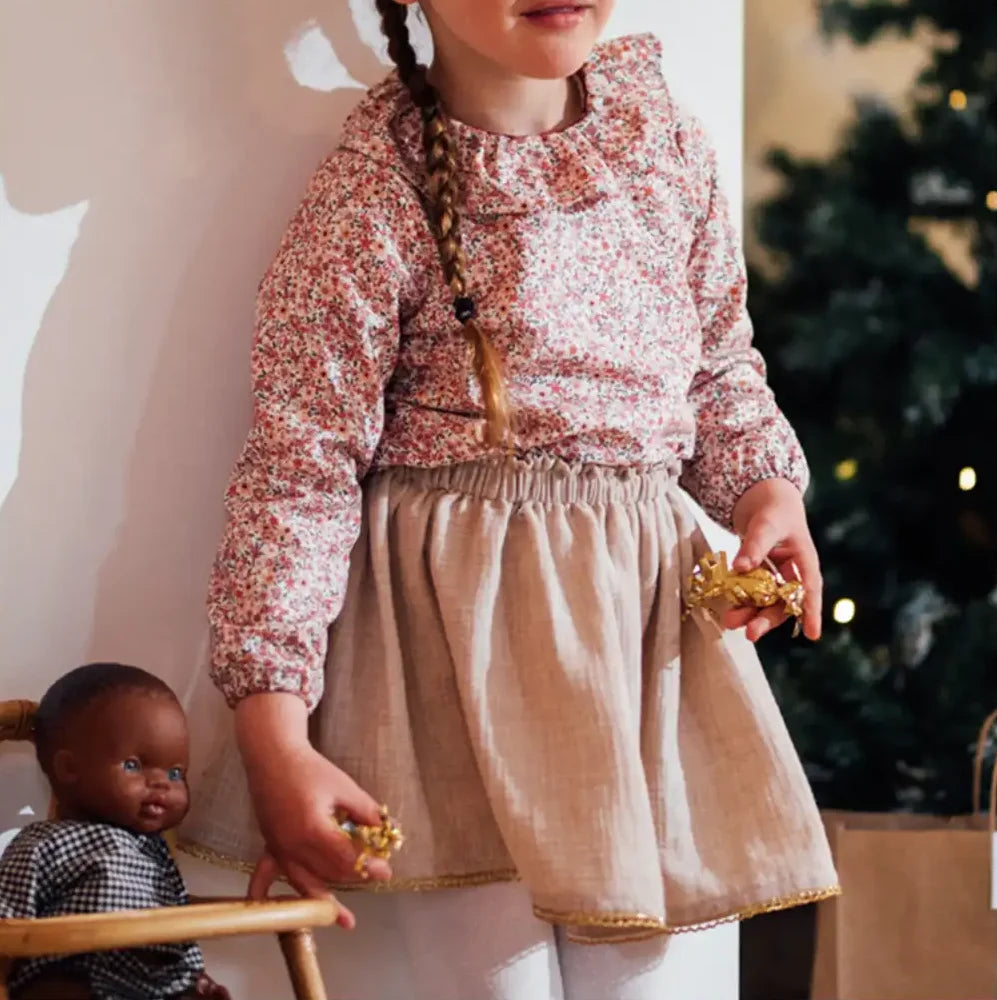Jupe Noël fille VERVEINE en double gaze de coton bio GOTS