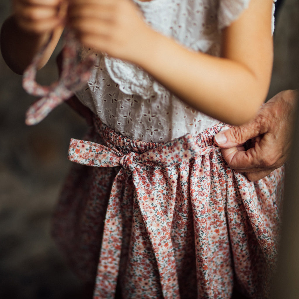 Jupe enfant fleuri rose VERVEINE