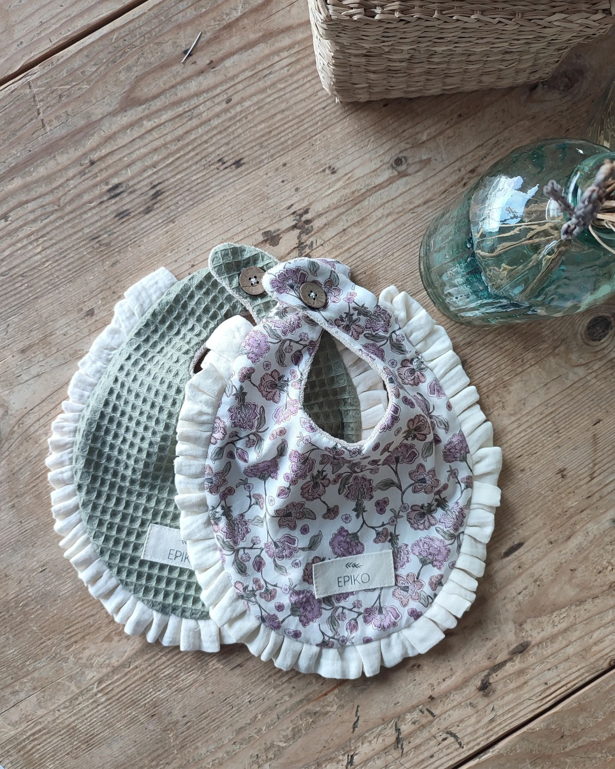 Lots de bavoirs bébé, made in France, coton bio GOTS