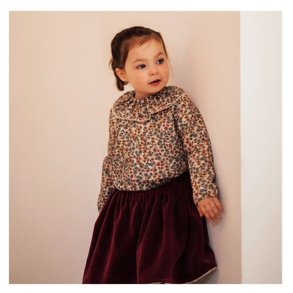 Jupe de fête enfant velours bordeaux VERVEINE