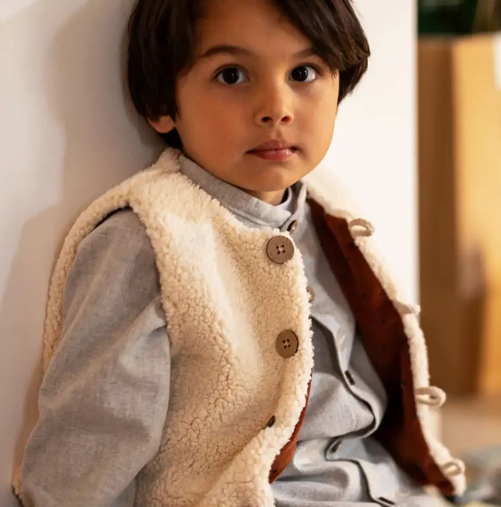 Gilet sans manche sherpa, tenue et accessoires Noël confortable et douillette