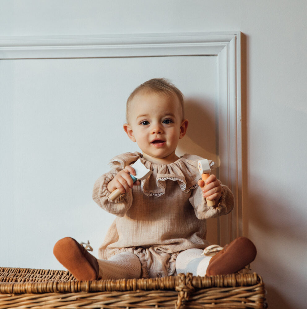 Barboteuse fille double gaze TREFLE