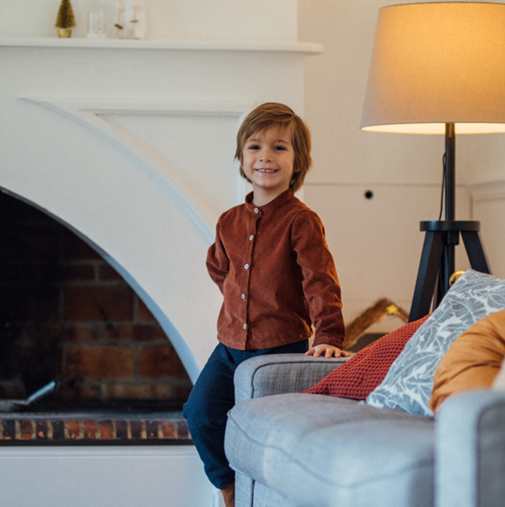 Chemise col mao velours milleraie camel CEDRAT