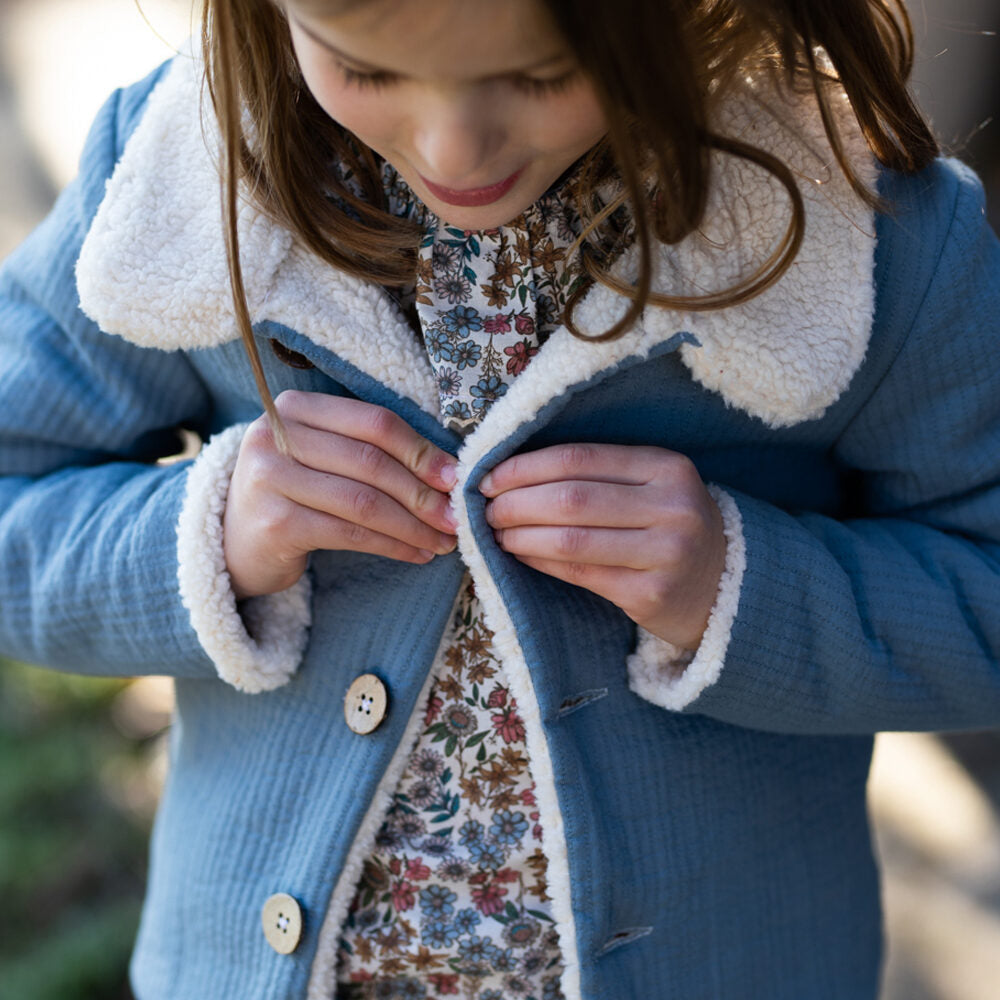 Veste reversible bleu enfant sherpa
